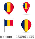 Chad Flag Map Pin Icons Set Collection. 138961135