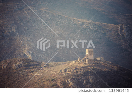 Stone old tower house on Mani, Greece. Stone old tower house on Mani, Greece. 138961445