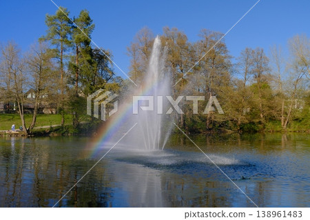 rainbow on the fountain rainbow on the fountain 138961483