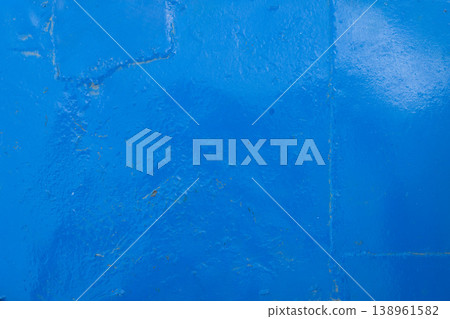 blue metal surface with welded seams and thick layer of paint - texture and background 138961582