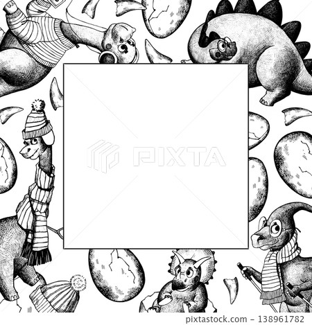 A cute frame with cheerful dinosaurs 138961782