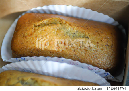 banana cake or banana bread or almond bread , loaf of bread 138961794