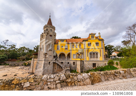 Colorful historic villa with tower in Cascais Portugal seaside 138961808