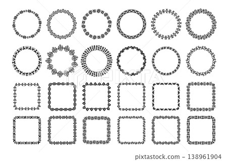 African tribal frames and wreath borders, ethnic circular and square ornamental vector collection with geometric motifs, hand drawn black decorative frames and labels African tribal frames and wreath borders, ethnic circular and square ornamental vector collection with geometric motifs, hand drawn black decorative frames and labels 138961904