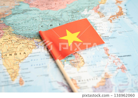 Bangkok, Thailand December 10, 2023 Vietnam map in world map paper. 138962060