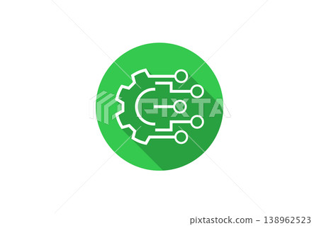 Green Technology Gear Icon With Circuit Connections Representing Automation, Digital Integration And Network Systems Green Technology Gear Icon With Circuit Connections Representing Automation, Digital Integration And Network Systems 138962523