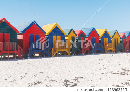 Colorful beach huts at Muizenberg Beach Colorful beach huts at Muizenberg Beach 138962715