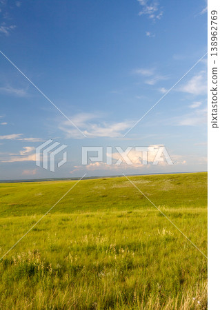 Summer landscape with green meadows and sky Summer landscape with green meadows and sky 138962769