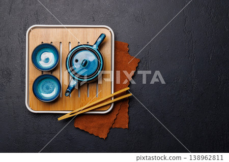 Asian tea ceremony set with teapot and cups Asian tea ceremony set with teapot and cups 138962811