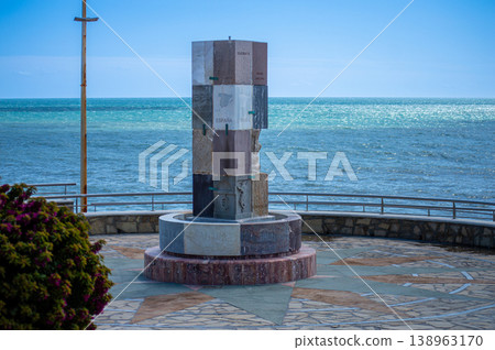 Wonderful landscapes of the shimmering sea and charming city unfold, offering breathtaking coastal views and a picturesque atmosphere in Nerja, Spain 138963170
