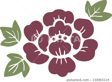 Peony Japanese Pattern Vector Illustration, Kimono Pattern Style Flat Design, Pattern Material 138963224