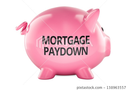 Mortgage paydown concept with piggy bank. 3d rendering 138963557