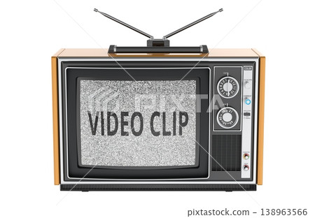 Video clip concept with retro television. 3d rendering Video clip concept with retro television. 3d rendering 138963566