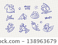Imperfect hand drawn dogs summer activity set. Cute funky sketchy puppy characters playing, relaxing, swimming and camping in doodle line art style. Expressive freehand animal vector illustration 138963679