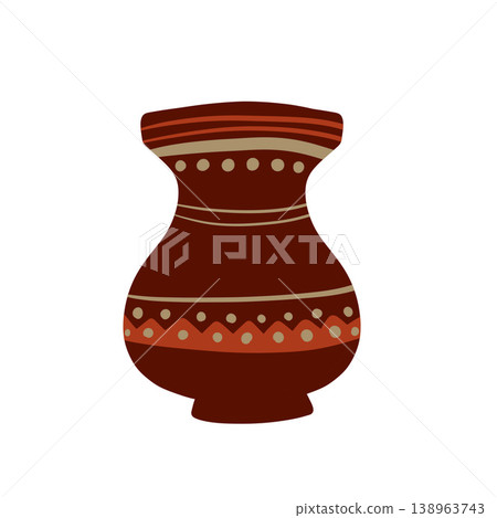 Clay pot, ancient ethnic ceramic vase, traditional pottery vessel with ornament. Hand drawn rustic clay pot, antique floral jar, ethnic greek jug. Decorative folk pottery Clay pot, ancient ethnic ceramic vase, traditional pottery vessel with ornament. Hand drawn rustic clay pot, antique floral jar, ethnic greek jug. Decorative folk pottery 138963743