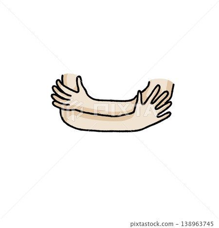 Hugging hands, colorful doodle arm hug, support and love gesture sketch. Palette embracing silhouette, care friendship symbol, human touch hand drawn art. Hugging hands Hugging hands, colorful doodle arm hug, support and love gesture sketch. Palette embracing silhouette, care friendship symbol, human touch hand drawn art. Hugging hands 138963745