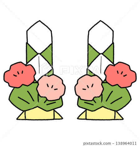 Simple illustration of an origami kadomatsu (New Year's decoration). 138964011