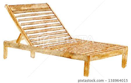 Wooden Beach Lounge Chair Illustration for Summer Vacation Design Wooden Beach Lounge Chair Illustration for Summer Vacation Design 138964015