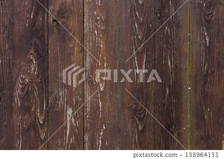 Weathered brown wooden planks with visible grain, texture Weathered brown wooden planks with visible grain, texture 138964151