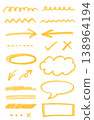A set of hand-drawn underline markers, speech bubbles, and arrows. For highlighting important points. Orange 138964194