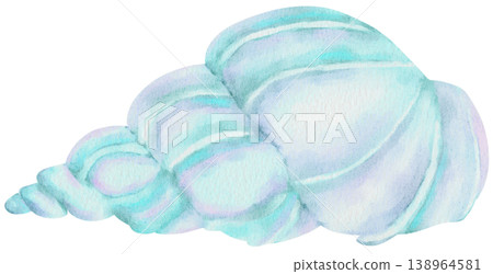 watercolor blue seashell with transparent background watercolor blue seashell with transparent background 138964581