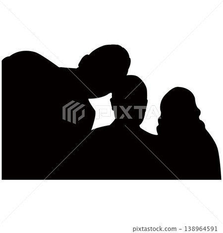thee people heads silhouette vector 138964591