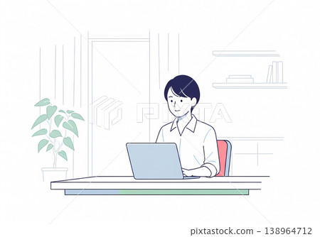 Young women working from home on their computers (remote work, business, copy space) 138964712