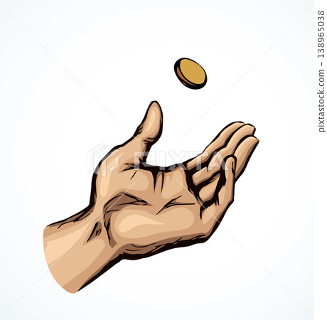 Vector drawing. The hand draws lots Vector drawing. The hand draws lots 138965038