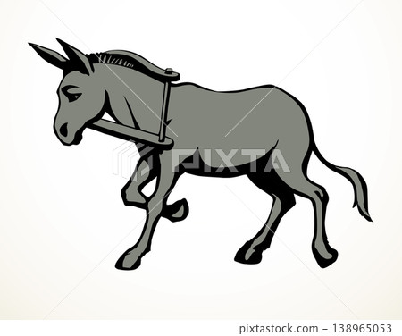 Vector drawing. Cute old mule 138965053