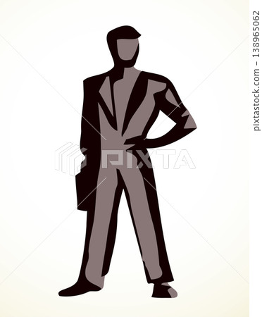 Vector drawing. Standing businessman sign Vector drawing. Standing businessman sign 138965062