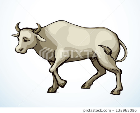 Vector drawing. Cute big cow Vector drawing. Cute big cow 138965086