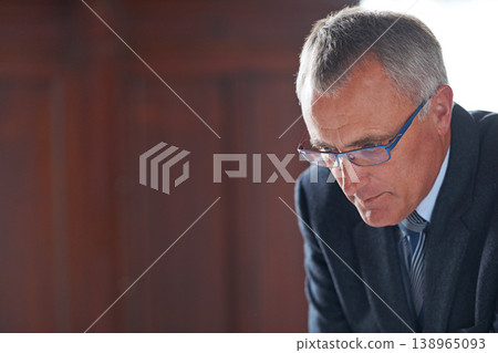 Mature businessman, office or thinking of corporate ideas, strategy or project planning for a solution. Thoughts, senior manager or serious CEO contemplating company finance, job crisis or mission Mature businessman, office or thinking of corporate ideas, strategy or project planning for a solution. Thoughts, senior manager or serious CEO contemplating company finance, job crisis or mission 138965093