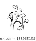Outline drawing of a plant, growing, sprout. Minimalistic illustration. 138965158