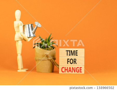 Time for change symbol. Concept words Time for change on beautiful wooden blocks. Beautiful orange background. Businessman model. Business and time for change concept. Copy space. Time for change symbol. Concept words Time for change on beautiful wooden blocks. Beautiful orange background. Businessman model. Business and time for change concept. Copy space. 138966502