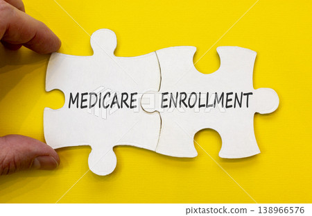 Medicare enrollment words symbol. Concept words Medicare enrollment on beautiful white puzzles. Beautiful yellow background. Doctor hand. Medical and Medicare enrollment words concept. Copy space. Medicare enrollment words symbol. Concept words Medicare enrollment on beautiful white puzzles. Beautiful yellow background. Doctor hand. Medical and Medicare enrollment words concept. Copy space. 138966576