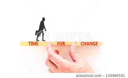 Time for change symbol. Concept words Time for change on beautiful wooden blocks. Beautiful white background. Businessman hand. Business and time for change concept. Copy space. Time for change symbol. Concept words Time for change on beautiful wooden blocks. Beautiful white background. Businessman hand. Business and time for change concept. Copy space. 138966591
