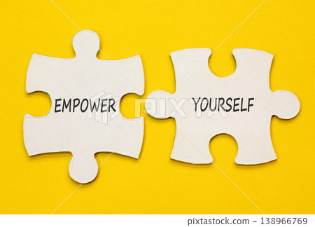 Empower yourself words symbol. Concept words Empower yourself on beautiful white puzzles. Beautiful yellow background. Business lifestyle and Empower yourself words concept. Copy space. Empower yourself words symbol. Concept words Empower yourself on beautiful white puzzles. Beautiful yellow background. Business lifestyle and Empower yourself words concept. Copy space. 138966769
