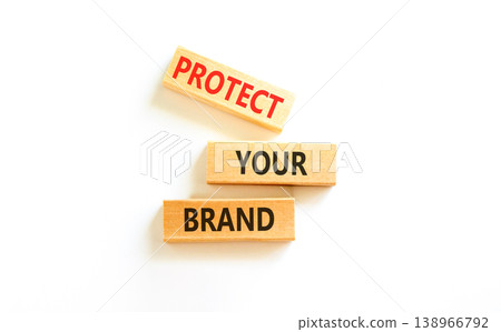 Protect your brand words symbol. Concept words Protect your brand on beautiful wooden blocks. Beautiful white background. Business and protect your brand concept. Copy space. Protect your brand words symbol. Concept words Protect your brand on beautiful wooden blocks. Beautiful white background. Business and protect your brand concept. Copy space. 138966792