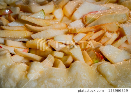 Galette, open pie with apples baking in electric oven: close up 138966839