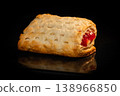 Bun with red strawberry jam baking in electric oven: close up 138966850