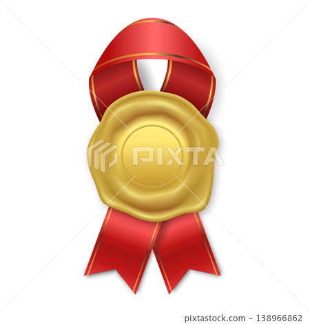 Vector Award Seal with Red Ribbon Rosette Badge Icon, Isolated. Blank Label Template Isolated. Winner Prize Achievement Emblem for Certificates, Packaging, Branding, Quality Guarantee Sticker Vector Award Seal with Red Ribbon Rosette Badge Icon, Isolated. Blank Label Template Isolated. Winner Prize Achievement Emblem for Certificates, Packaging, Branding, Quality Guarantee Sticker 138966862