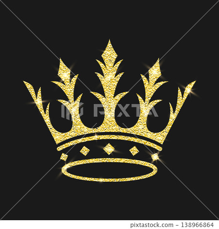 Vector Shining Gold Glitter Crown Icon. Royal Tiara. Luxury Sparkle Crown Emblem on Black. Gold Glitter Crown Icon for Queen and King. Gold Glitter Crown Clipart, Luxury Tiara Logo, Sparkling Jewel Vector Shining Gold Glitter Crown Icon. Royal Tiara. Luxury Sparkle Crown Emblem on Black. Gold Glitter Crown Icon for Queen and King. Gold Glitter Crown Clipart, Luxury Tiara Logo, Sparkling Jewel 138966864
