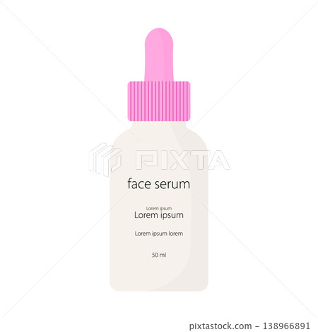 Minimalist face serum bottle with pink dropper cap Minimalist face serum bottle with pink dropper cap 138966891