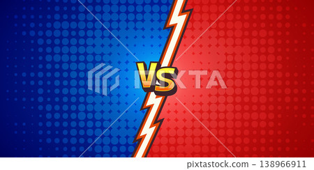 Comic Versus Vector Background. Versus Battle Screen. Versus vs Arena Split. Blue Red Halftone Divider. Game Competition Banner Template, Dynamic Fighting Poster Backdrop Comic Versus Vector Background. Versus Battle Screen. Versus vs Arena Split. Blue Red Halftone Divider. Game Competition Banner Template, Dynamic Fighting Poster Backdrop 138966911