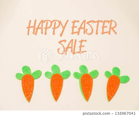 Group of carrots are displayed with a sign that says Happy Easter Sale Group of carrots are displayed with a sign that says Happy Easter Sale 138967041