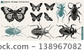 Butterfly Texture Vintage Insect Collage Art Grunge Halftone Retro Y2K Effect Bitmap Nature Graphic Set" 138967082