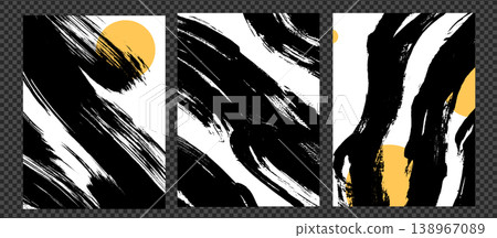 Abstract Brush Paint Backgrounds. Vintage Grunge Vector Posters with Graphic Pattern Overlay Abstract Brush Paint Backgrounds. Vintage Grunge Vector Posters with Graphic Pattern Overlay 138967089