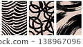 Abstract brush paint background set. Vintage grunge texture. Retro vector poster collection with geometric patterns and distressed details. 138967096