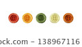 Colorful wooden button hand-drawn illustration 138967116