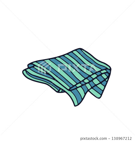 Hand drawn folded tea towel icon vector illustration. Cozy home decor clipart Hand drawn folded tea towel icon vector illustration. Cozy home decor clipart 138967212